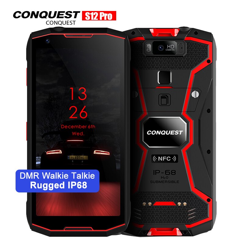 Conquest S12 Pro IP68 Waterproof Rugged Smartphone P70 6GB+128GB 5.99" 8000mAh OTG NFC Android 9.0 DMR Walkie Talkie Cellphone