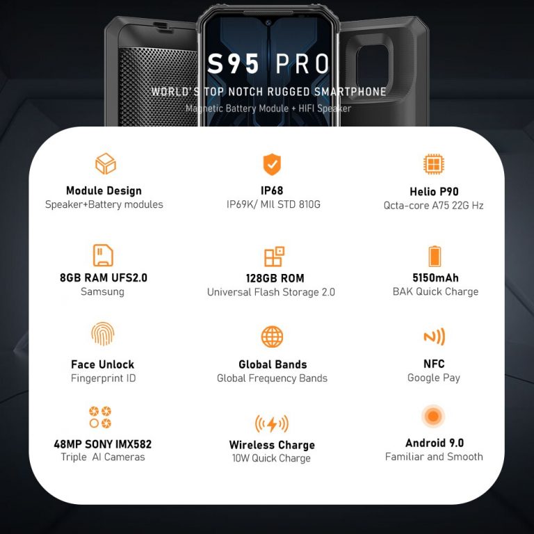 DOOGEE S95 Pro 8GB + 128GB NFC 48mp camera IP68/IP69K shockproof Mobile Phone 6.3" Octa Core Android 9.0 4G Rugged Smartphone 2 DOOGEE S95 Pro 8GB + 128GB NFC 48mp camera IP68/IP69K shockproof