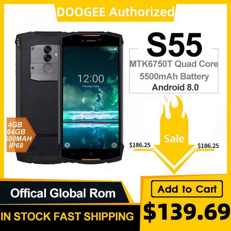 IP68 DOOGEE S55 outdoor waterproof Smartphone  Octa Core 4GB RAM