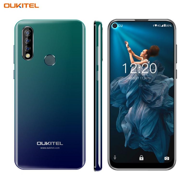 OUKITEL C17 Pro 6.35" Blind Hole Display Cellphone Android 9.0 MTK6763 Octa Core 4G+64GB Dual 4G LTE Triple Cameras Smartphone