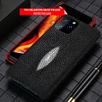 Luxury Genuine Pearl Gourami Leather Phone Case for Apple iPhone SE 2020