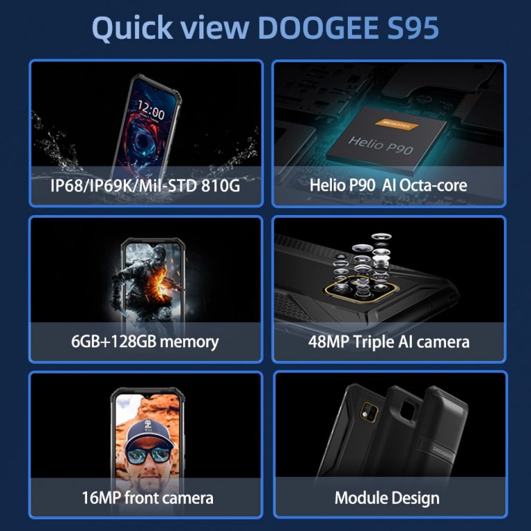 DOOGEE S95 6GB 128GB shockproof Modular Mobile Phone 6.3" Display Octa Core