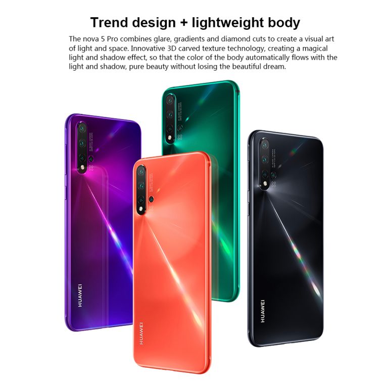 New Original Huawei Nova 5 Pro 8GB 128GB 256GB Mobile Phone 6.39"