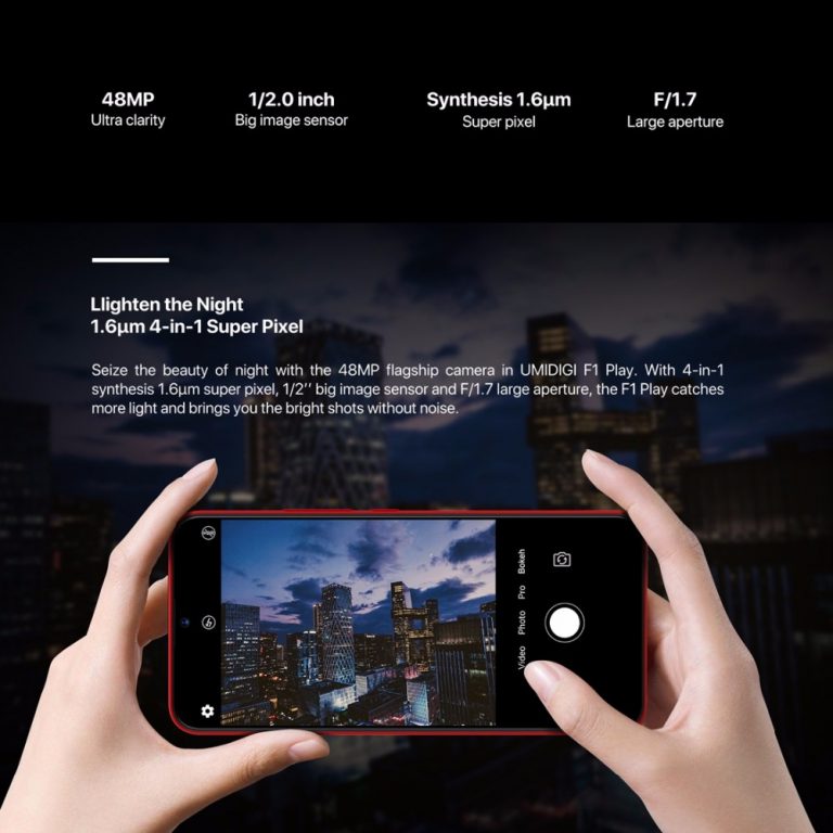 UMIDIGI F1 Play Smartphone Android 9.0 48MP+8MP+16MP Cameras 5150mAh 6GB RAM 64GB ROM 6.3" FHD+ Helio P60 Global Version Dual 4G
