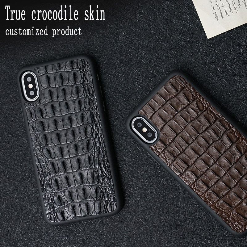 100% natural Crocodile Leather phone case for iphone X 11 Pro MAX XS Max XR 6S 6 7 8 plus 5 5S SE 2020 360 Full protective case