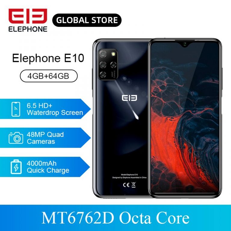 Pre Sale ELEPHONE E10 SmartPhone MT6762D Octa Core 6.5" HD+ 4000mAh 4GB 64GB Quick Charging Android 10 NFC Side Fingerprint