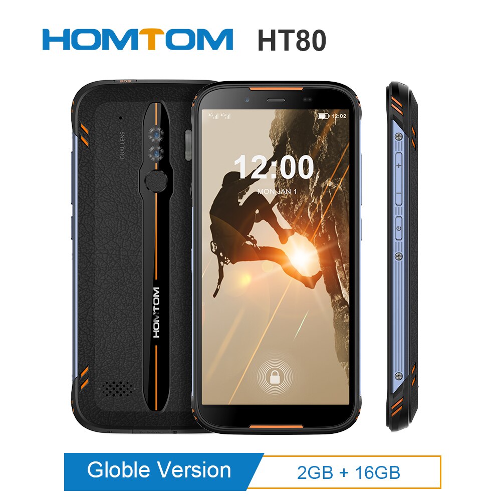 Original HOMTOM HT80 IP68 Waterproof Smartphone NFC function 4G LTE Android 10.0 5.5inch MT6737 Wireless charge SOS Mobile phone