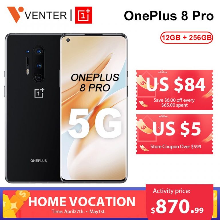 Global Rom Oneplus 8 Pro 5G Smartphone Snapdragon 865 12GB 256GB 6.87'' 120Hz Fluid Display 48MP Quad Cams 30W Wireless Charging