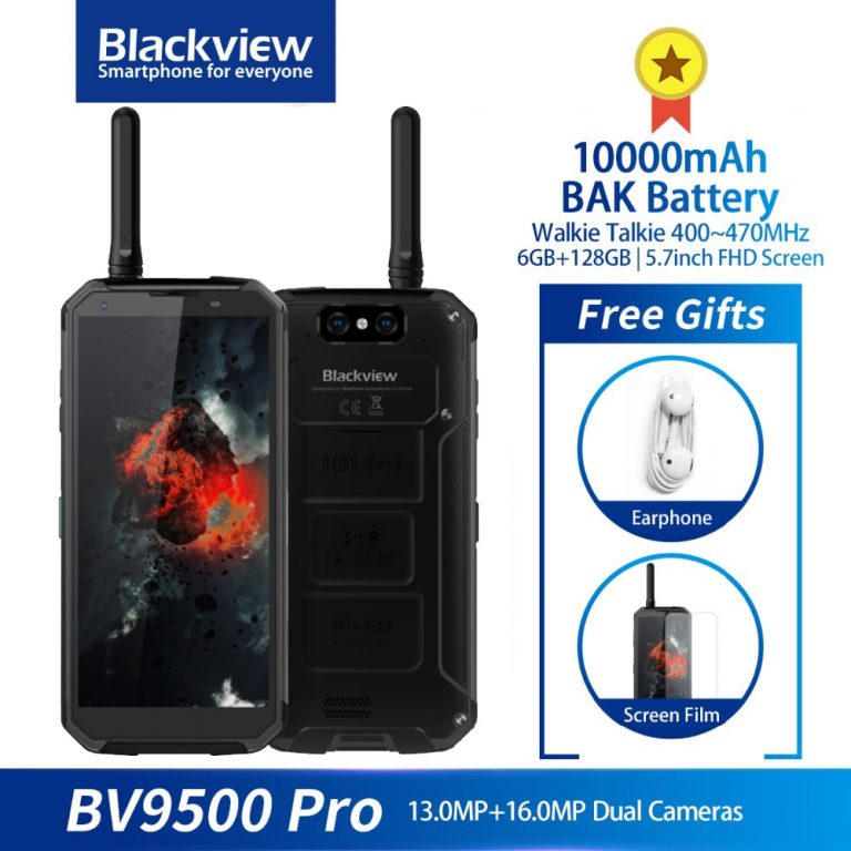 Blackview Pro IP68/IP69K Rugged Phone 6GB 128GB 10000mAh QC 16.0MP Camera