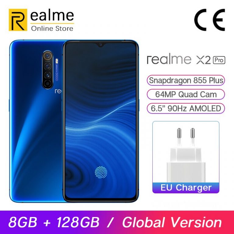 In Stock Global Version Realme X2 Pro 8GB 128GB 6.5'' Smartphone Snapdragon 855 Plus 64MP Quad Camera 90Hz Display NFC 50W VOOC