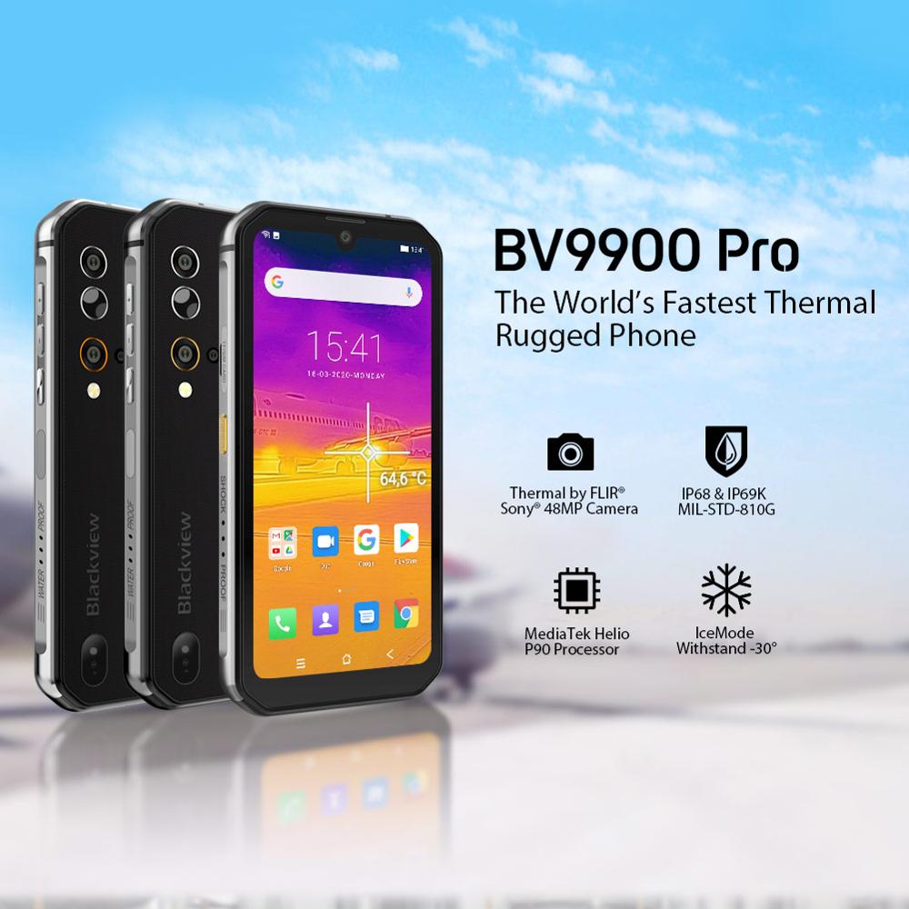 Blackview BV9900 Pro Thermal Camera Mobile Phone Helio P90 Octa Core 8GB+128GB IP68 Rugged Smartphone 48MP Quad Rear Camera