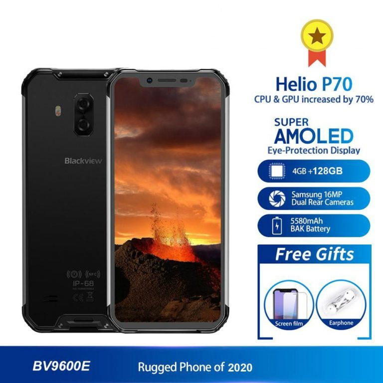 Blackview New Waterproof shockproof Mobile Phone 4GB + 128GB Helio P70