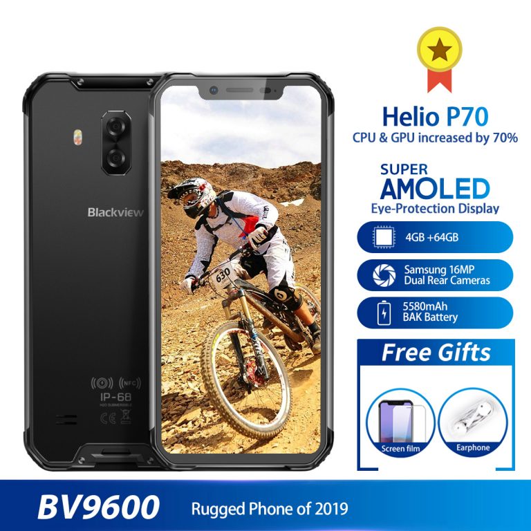 Blackview BV9600 Waterproof shockproof Mobile Phone Helio P70 Android 9.0 4GB 64GB 6.21" AMOLED 5580mAh 4G Rugged Smartphone