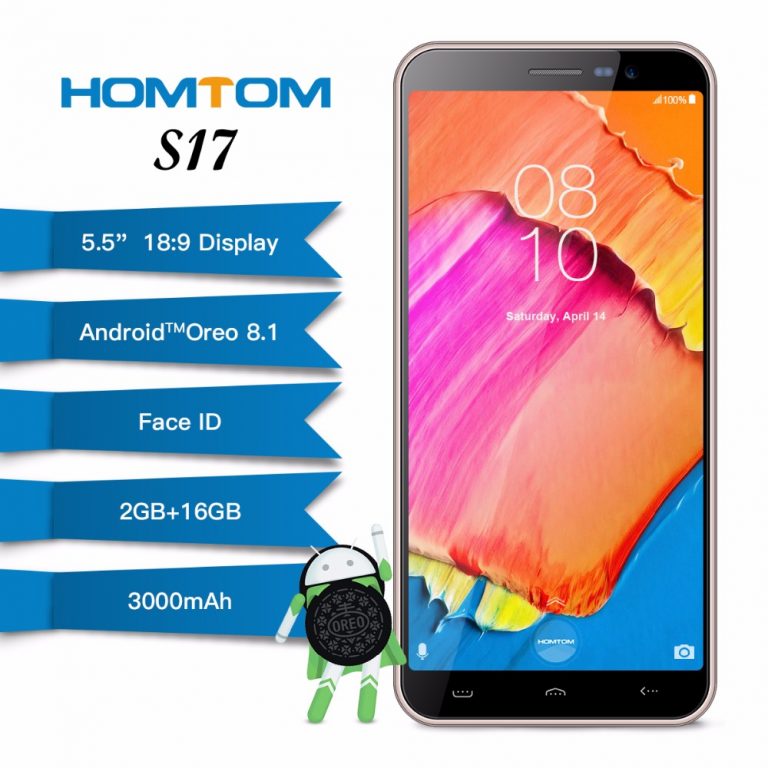 HOMTOM S17 Android 8.1 Quad Core 5.5" 18:9 Full Display Smartphone Fingerprint
