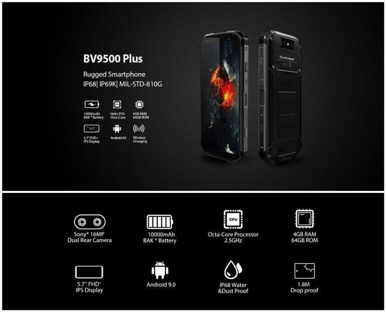 Blackview Plus 5.7" HD Screen Wireless Charging Phone Helio P70 Octa Core