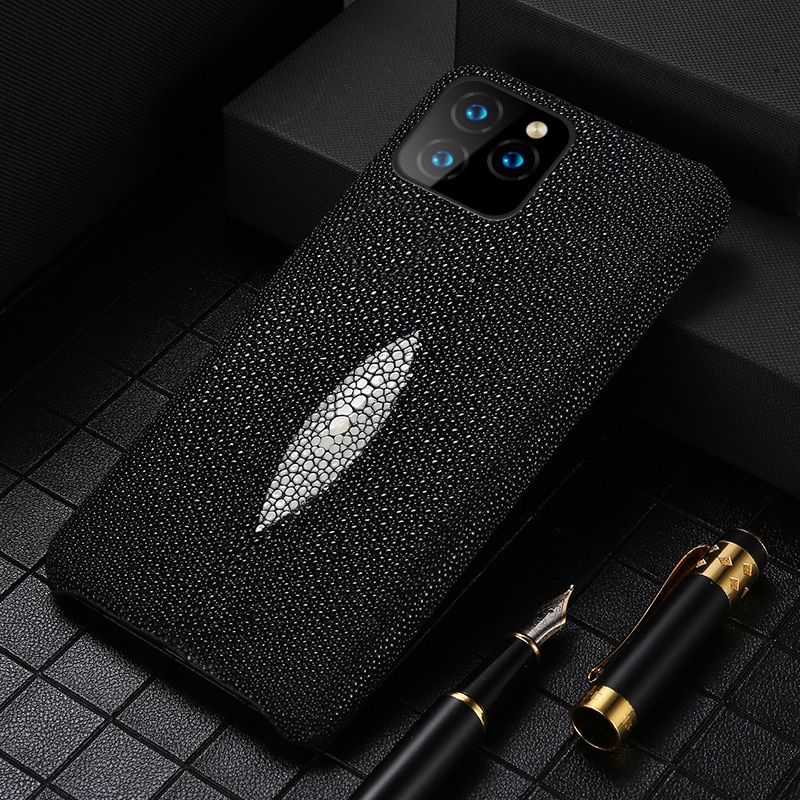 Genuine Stingray Leather Cell Phone Case for Apple iPhone 11Pro 11 Pro Max X XS XR XS MAX 6 6S 7 8 Plus 5 5s se 2 2020 cover