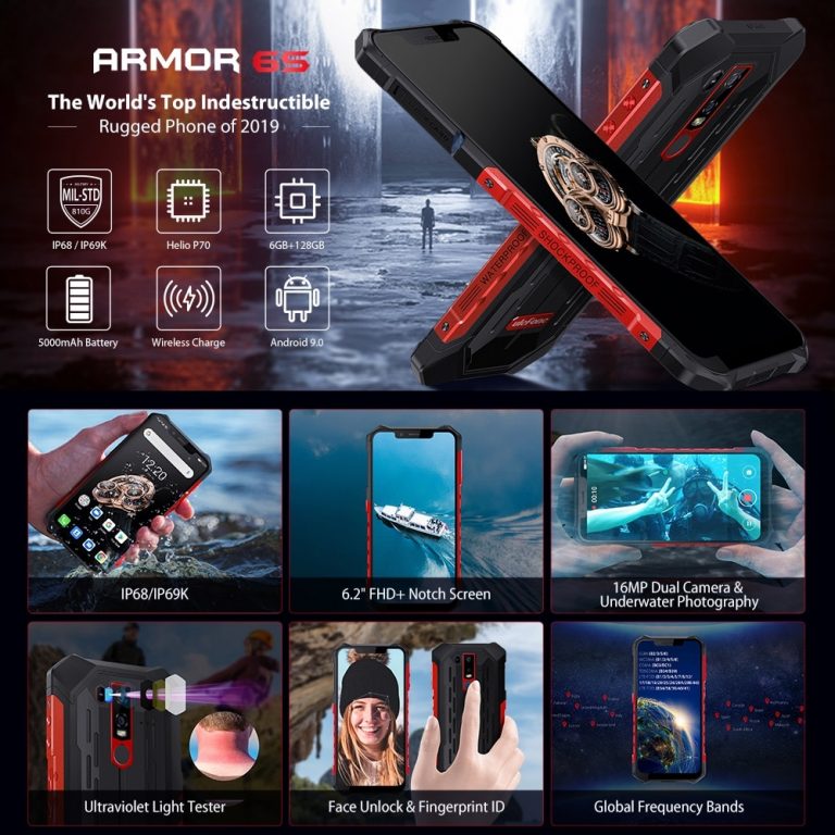 Ulefone Armor 6S Waterproof IP68 NFC Rugged Mobile Phone Helio P70 Otca-core