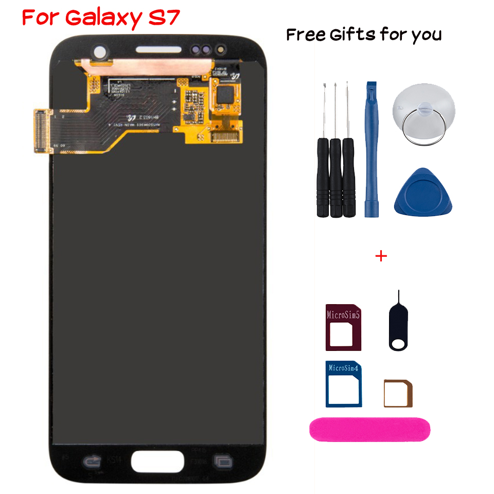 New Lcd display for Samsung Galaxy S7 with frame touch screen Assembly Replacement G930 G930F Digitizer smartphone OLED module