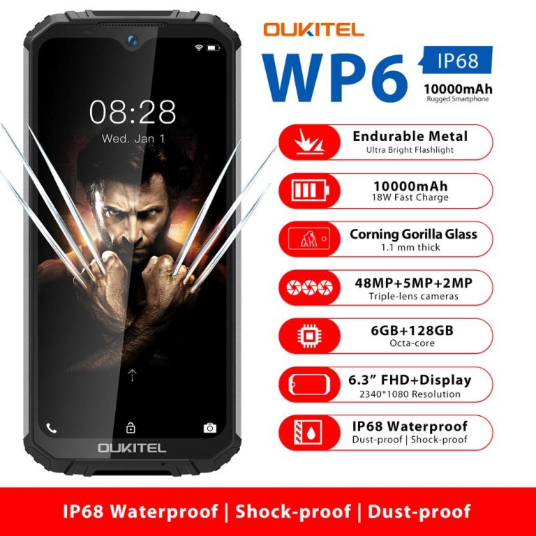 OUKITEL WP6 6.3" Mobile Phone IP68 Rugged Waterproof Smartphone