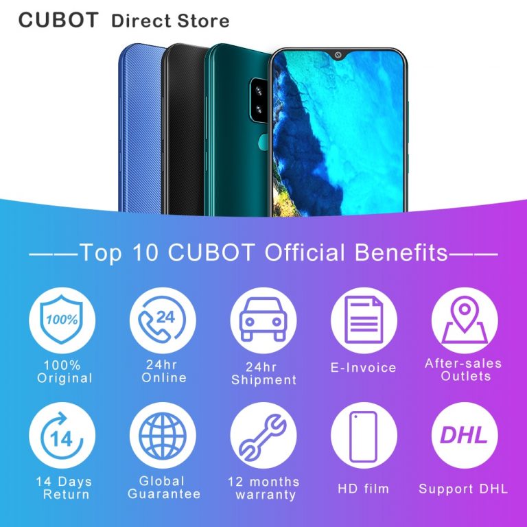 Cubot J7 Cellphone 5.7" 18:9 Display Android 9.0 Pie Face ID Dual Rear Camera