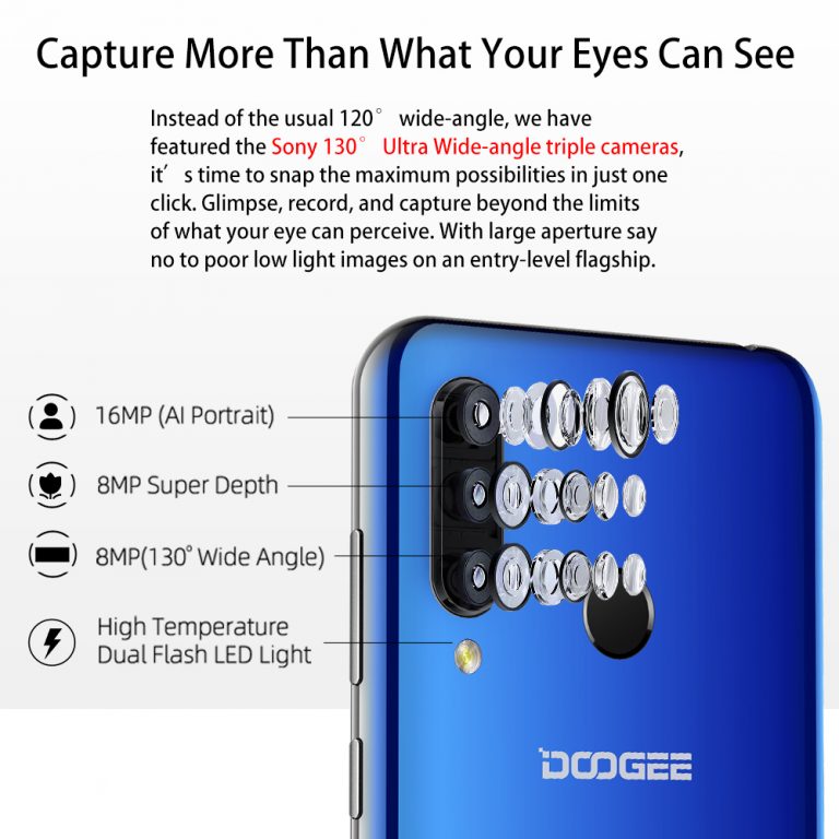 DOOGEE N20 SmartPhone 6.3" 4GB RAM 64GB ROM Fingerprint 16MP Triple Back