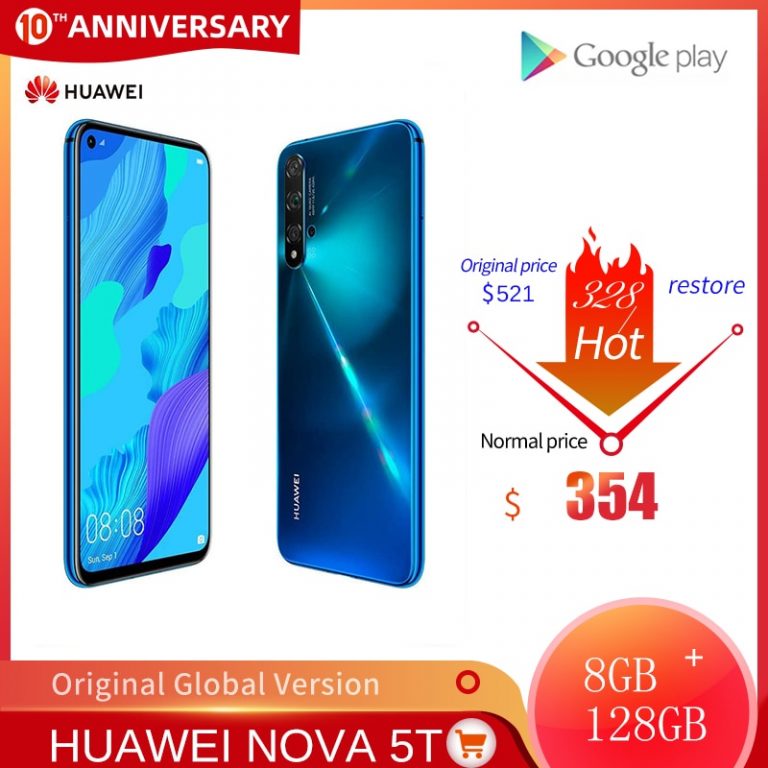 Global Version Huawei Nova 5T 8GB 128GB Smartphone 48MP Cameras 32MP