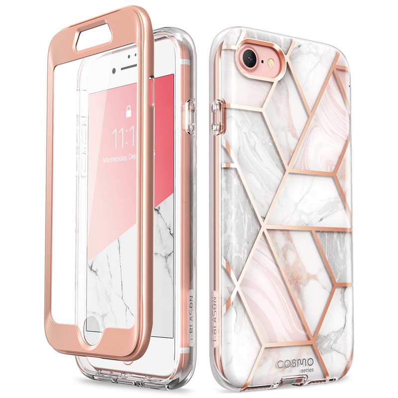 For iPhone SE 2020 Case For iPhone 7/8 Case 4.7 inch i-Blason Cosmo Full-Body Marble Bumper Cover WITH Built-in Screen Protector