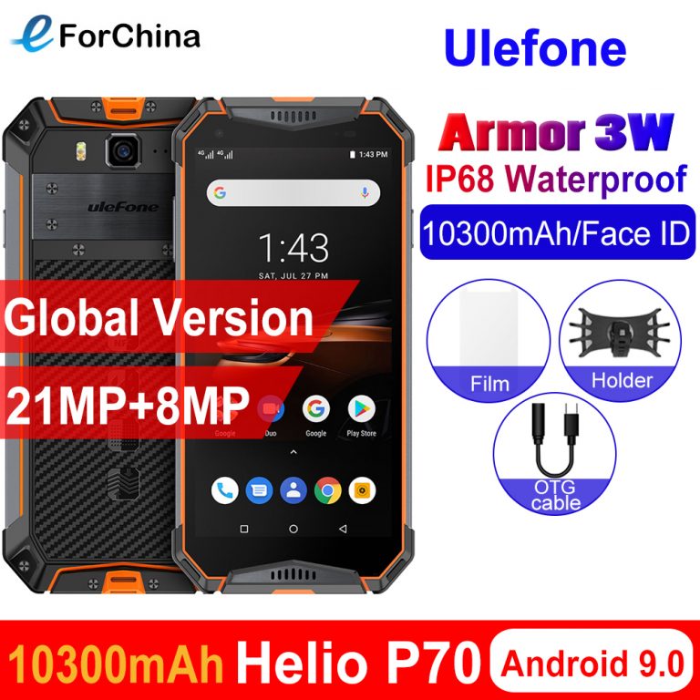 Ulefone armor 3W IP68 Waterproof Android 9.0 Mobile Phones 5.7" Helio P70 6G+64G Face ID NFC Global Version Smartphone 10300mAh