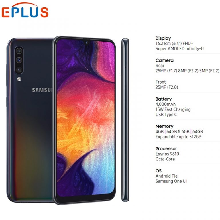 New Original Samsung Galaxy A50 6GB 128GB Mobile Phone 6.4" Exynos