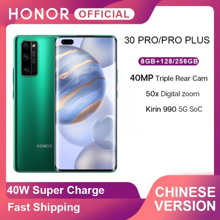 New Arrival Honor 30 Pro 5G Smartphone Kirin 990 6.57'' 40MP Triple Cam 50x