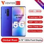 Global Rom Oneplus 8 Pro 5G Smartphone Snapdragon 865 12GB 256GB 6.87''