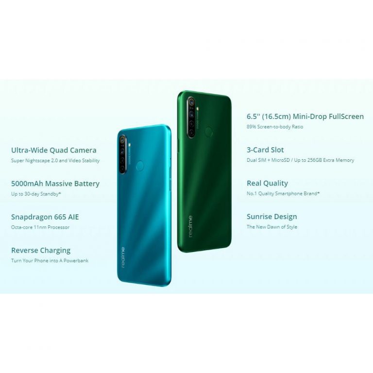 Unleash Brilliance with Global Version Realme 5i - 4GB RAM, 64GB ROM, Snapdragon 665, 5000mAh Battery, and Quad-Camera Marvel - A 6.5" Powerhouse