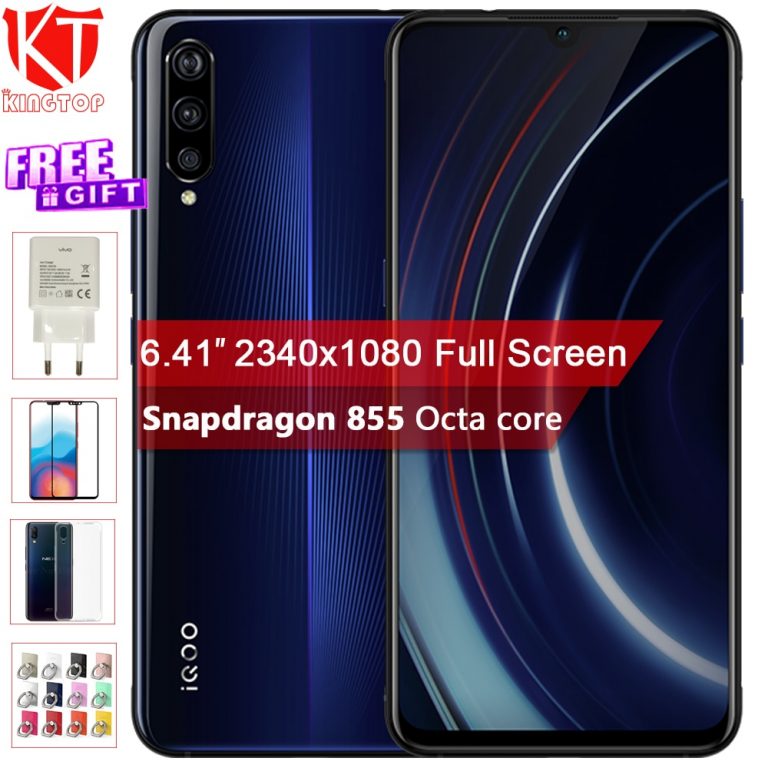 Original vivo iQOO Mobile Phone 6GB 128GB 6.41" Snapdragon 855 Octa Core 3Cameras 12MP+13MP+2MP Android 9 4000mAh NFC Smartphone