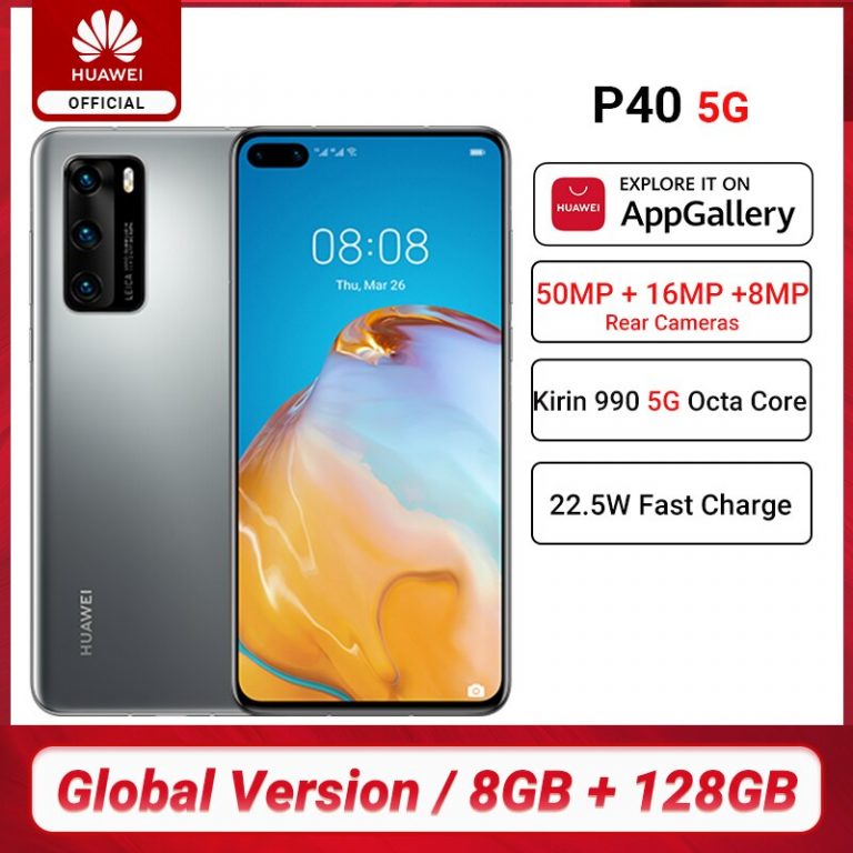 Global Version Huawei P40 5G Smartphone Kirin 990 8GB 128GB 50MP Cameras 6.1 inch Android10 22.5W SuperCharge NFC