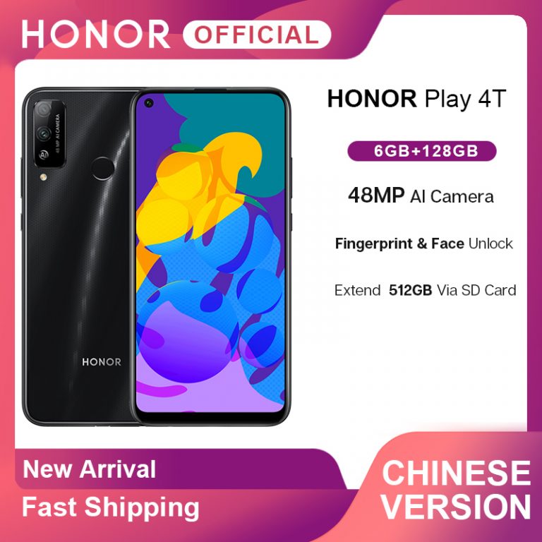 New Arrival Honor Play 4T 4 T Play4T Smartphone 6GB 128GB 6.39'' 48MP AI Camera Fingerprint Face ID 4000mAh Mobile Phones OTA