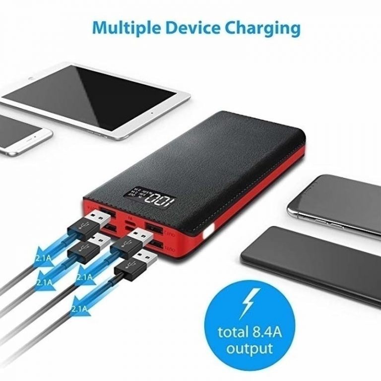 2020 HOT Portable 30000mAh Power Bank 4-USB Ports External Battery Power