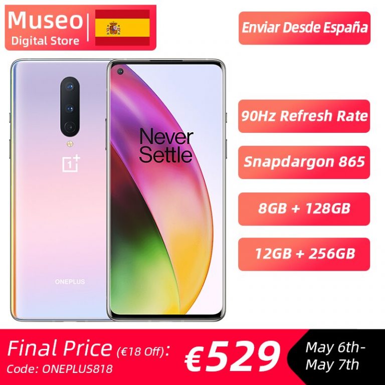 Global Rom OnePlus 8 5G Smartphone Snapdragon 865 Octa Core 6.55'' 90Hz AMOLED Screen 48MP Triple Cams 4300mAh Warp Charge 30T