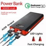 2020 HOT Portable 30000mAh Power Bank 4-USB Ports External Battery Power