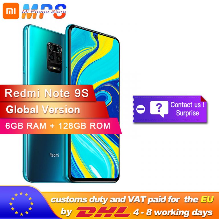 Global Version Xiaomi Redmi Note 9S 128GB 6GB smartphone Snapdragon 720G Octa core 5020 mAh 48MP Quad Camera Note 9 S