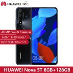 Global Version HUAWEI Nova 5T Kirin980 Octa Core Smartphone 48MP Cameras 32MP Front Camera Cellphone 6.26'' 8G 128G Android 9