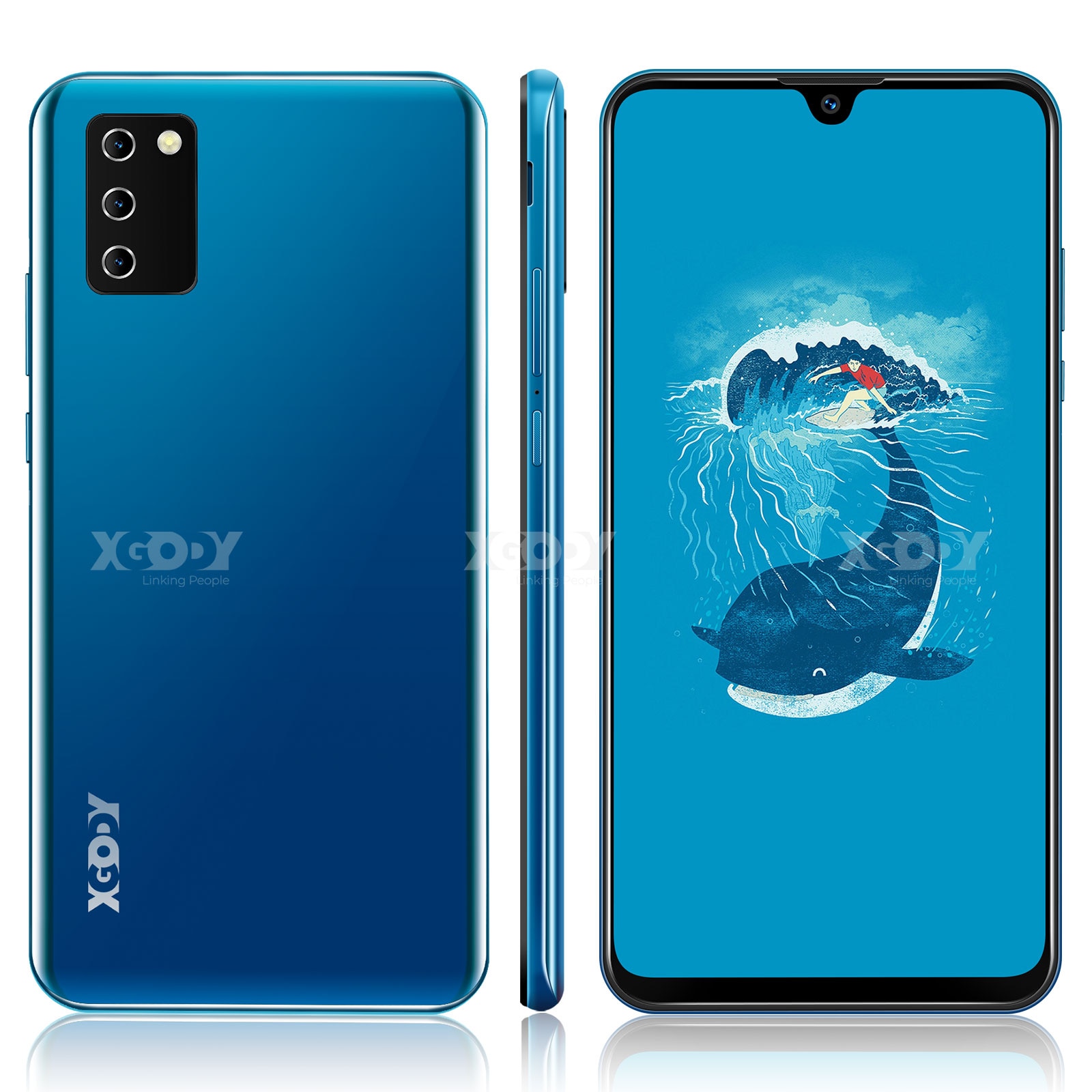 XGODY NOTE10 Android 9.0 4G mobile phones 2GB RAM 16GB ROM Face ID 5MP Camera Dual SIM GPS WIFI 7.2" 19:9 smartphone Quad Core