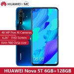 Global Version HUAWEI Nova 5T Kirin980 Octa Core Smartphone 48MP Cameras 32MP Front Camera Cellphone 6.26'' 6G/8G128G Android 9