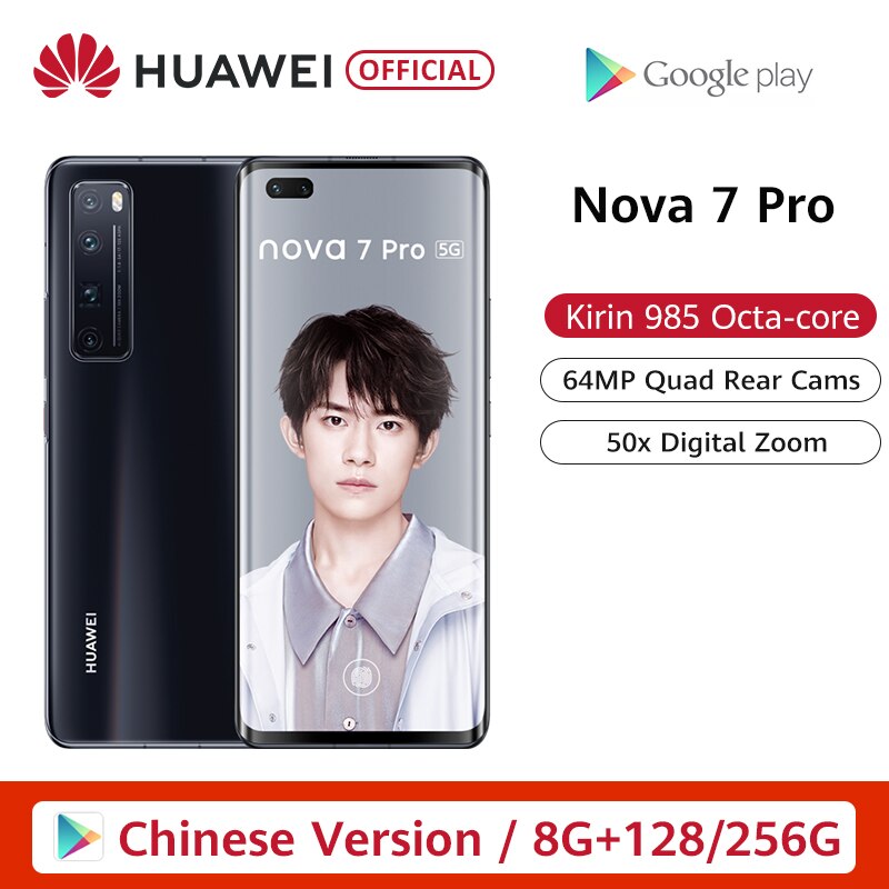 Pre Sale Huawei Nova 7 Pro 5G Smartphone Kirin 985 64MP Quad Cams 50x Digital Zoom 6.57'' OLED Curved Screen 40W SuperCharge NFC