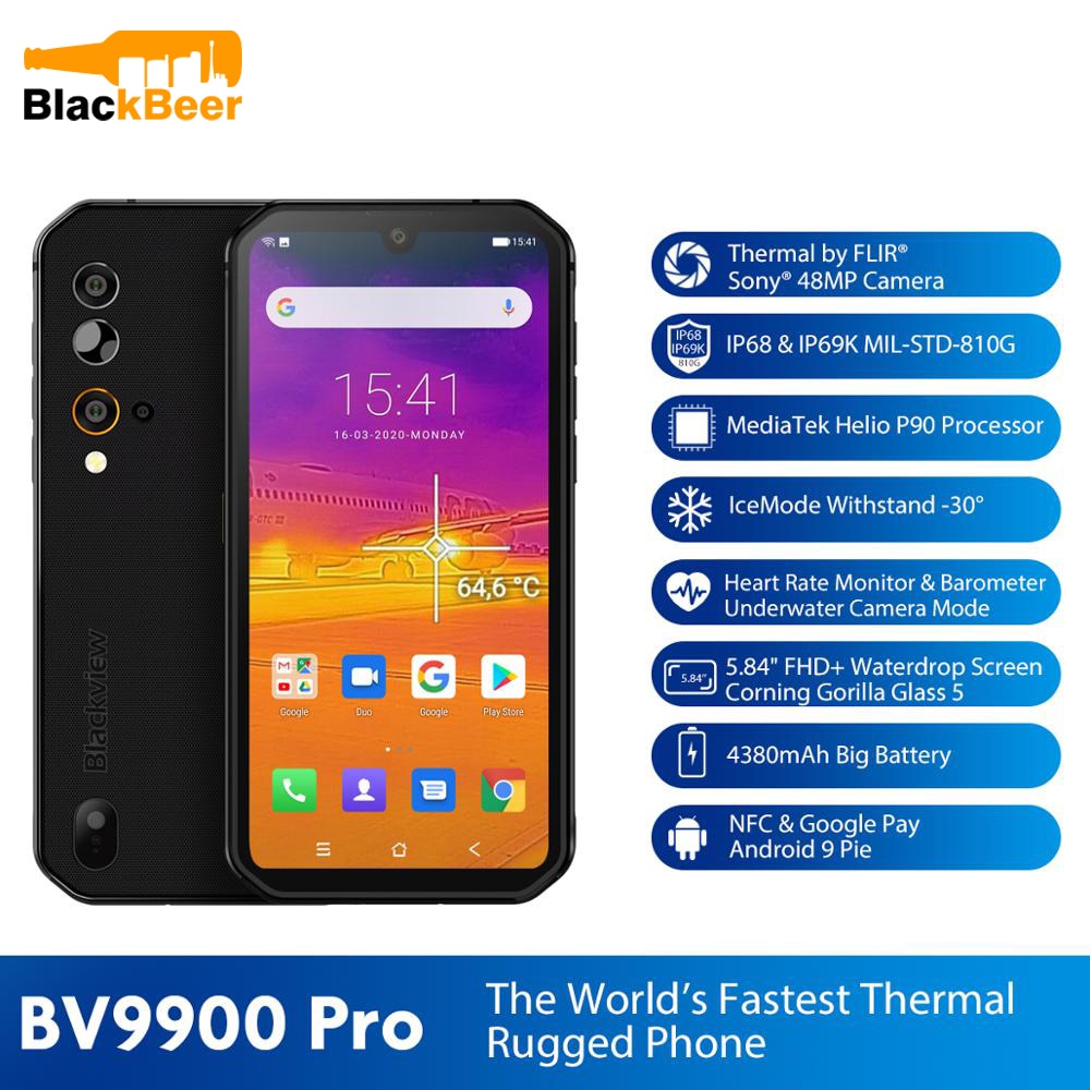 Blackview BV9900 Pro 4G 5.84" Mobile Phone Helio P90 Octa Core 8GB+128GB Smartphone IP68/IP69K Rugged Cellphone Thermal Camera