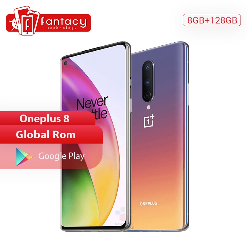 In Stock Global Rom OnePlus 8 5G Smartphone 12GB 256GB Snapdragon 865 Octa Core 6.55'' 90Hz Fluid Screen 48MP Triple Cameras