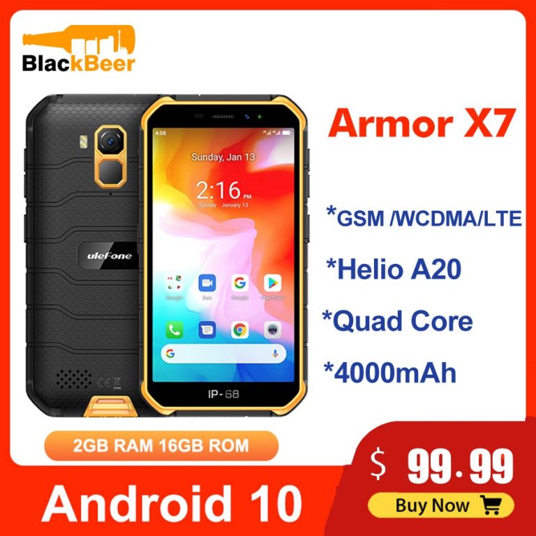 Ulefone Armor X7 5.0 Inch Mobile Phone Android10 IP68 Rugged Waterproof