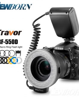 RF-550D 48pcs Macro LED Ring Flash Bundle with 8 Adapter Ring for Canon Nikon Pentax Olympus Panasonic DSLR Camera Flash