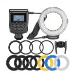 RF-550D 48pcs Macro LED Ring Flash Bundle with 8 Adapter Ring for Canon Nikon Pentax Olympus Panasonic DSLR Camera Flash V HD130