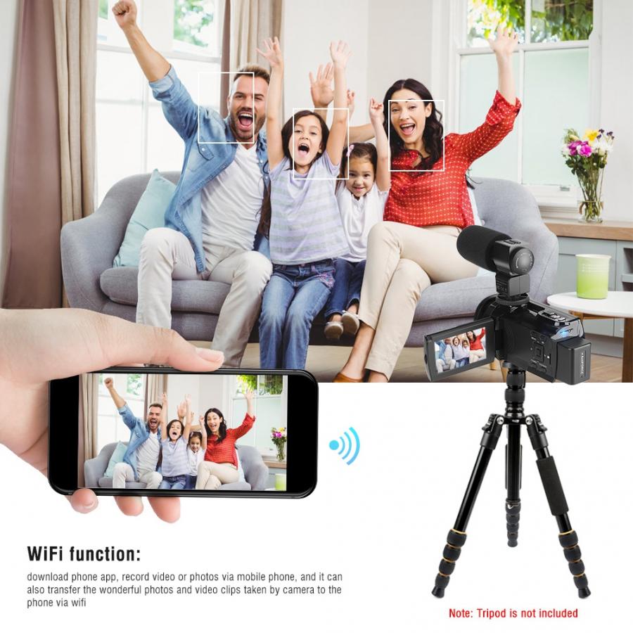 4K 48MP WiFi Digital Video Camera Camcorder with Night Vision Function camaras
