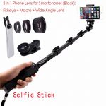 Bluetooth Extendable Selfie Stick Telescopic Monopod Fisheye Macro Wide Angle Phone Lens for XiaoMi Redmi 2A Note 5 4X 4 3